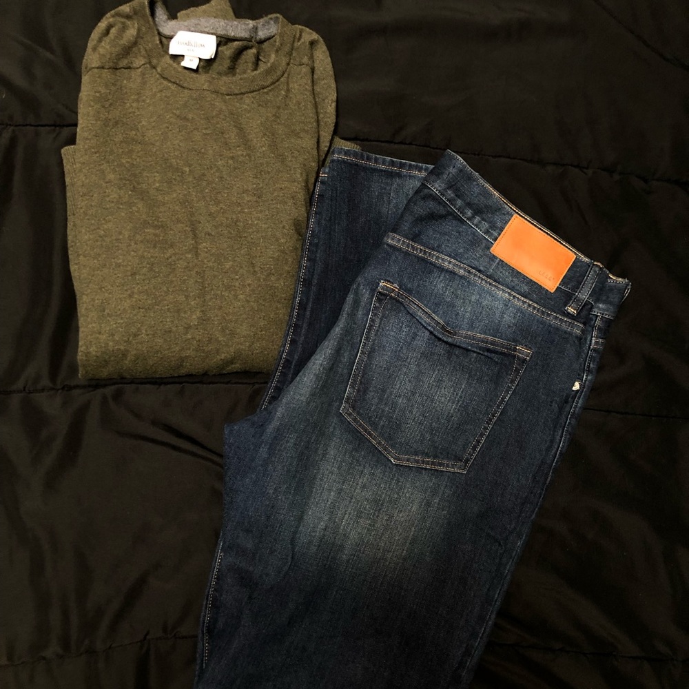 H&M jeans and GoodFellow sweater bundle
